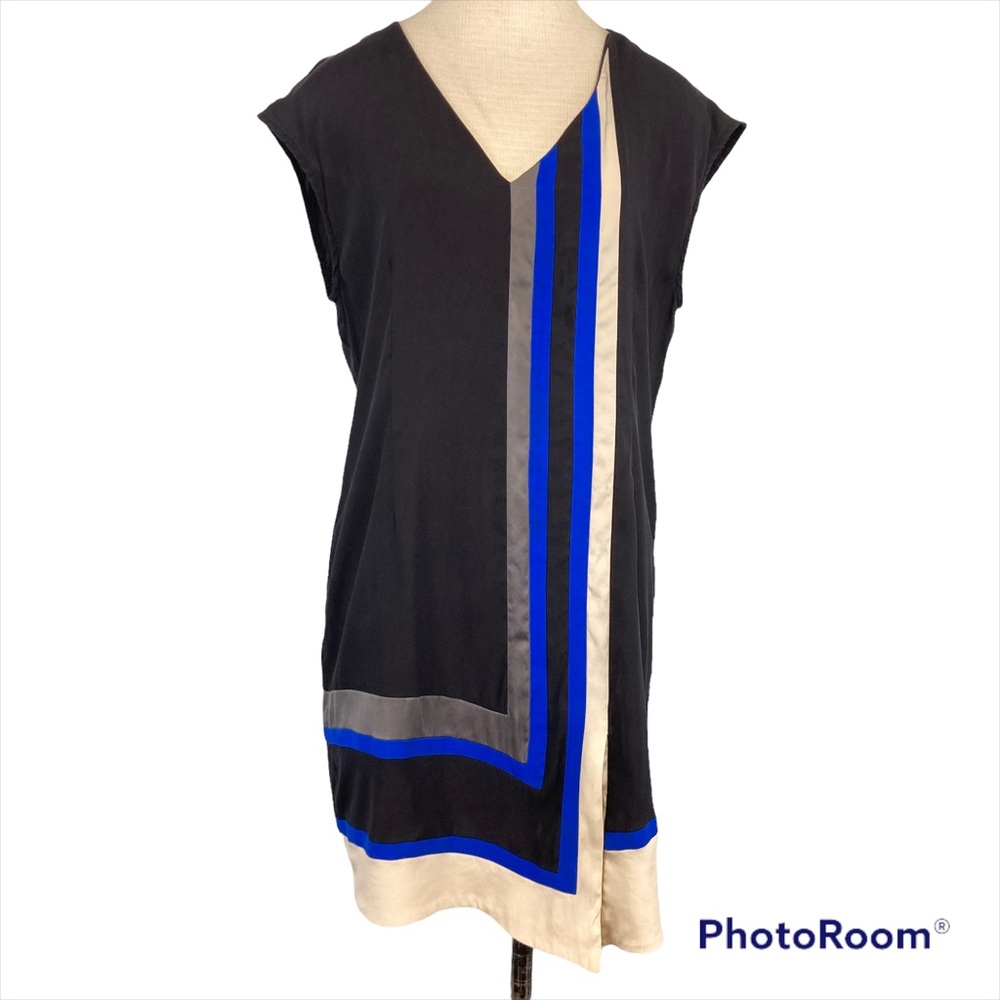 Rag & Bone Silk V-Neck Color Block Sheath Dress